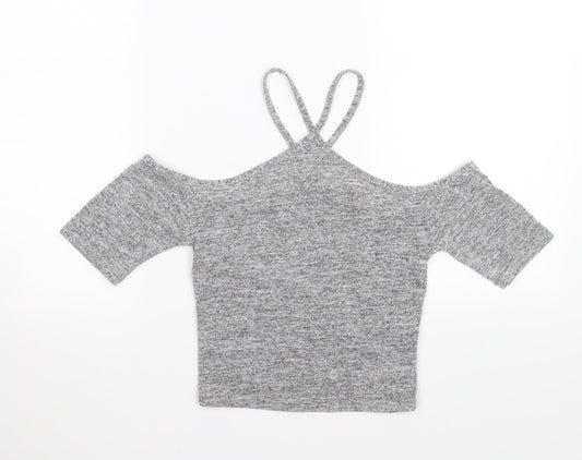 Miss Selfridge Womens Grey   Cropped Tank Size 6  - cold shoulder