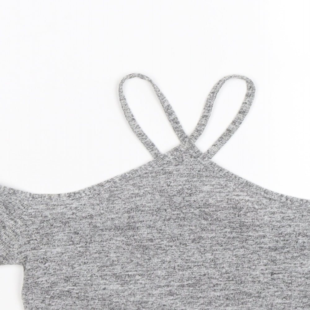 Womens UK Size 6 Miss Selfridge Grey Cropped Tank