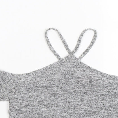 Womens UK Size 6 Miss Selfridge Grey Cropped Tank