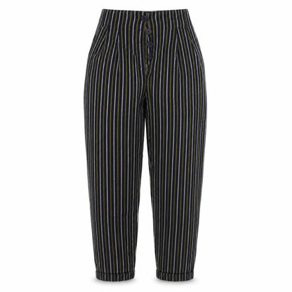 Topshop Womens Blue Striped  Bloomer Trousers Size 4 L25 in