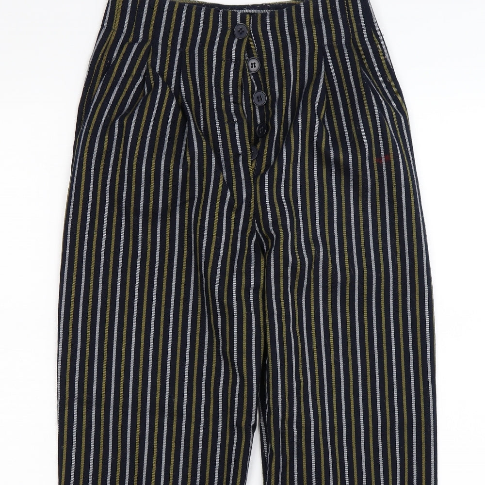 Topshop Womens Blue Striped  Bloomer Trousers Size 4 L25 in