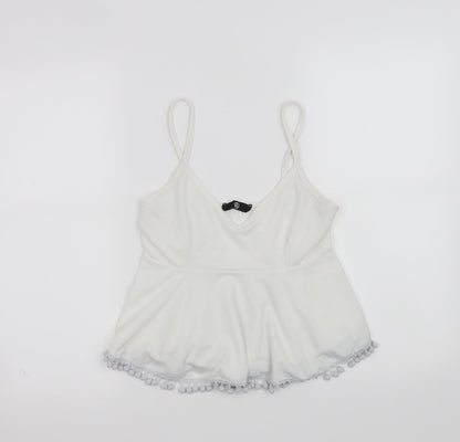 Womens UK Size 10 Missguided White Cropped Tank