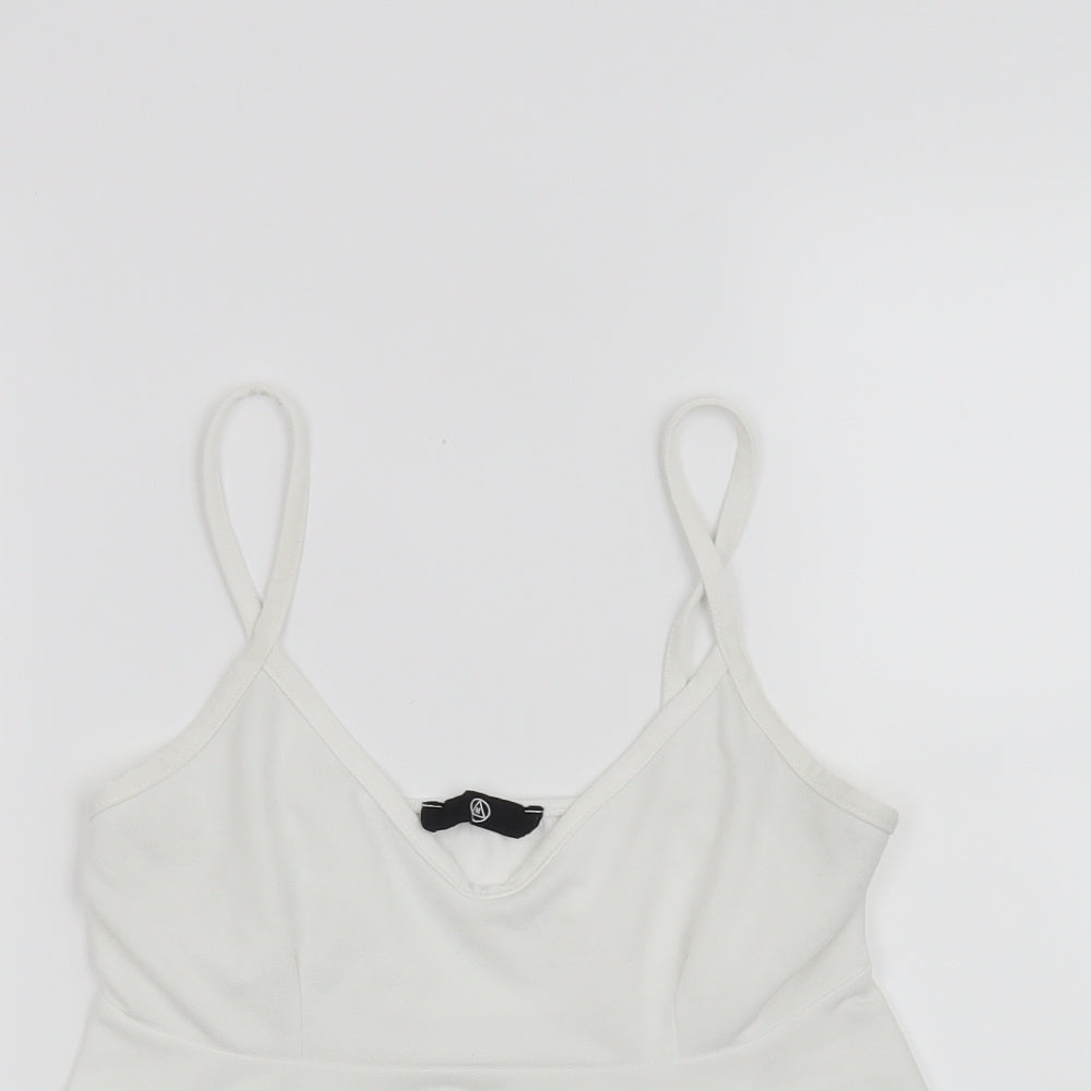 Womens UK Size 10 Missguided White Cropped Tank
