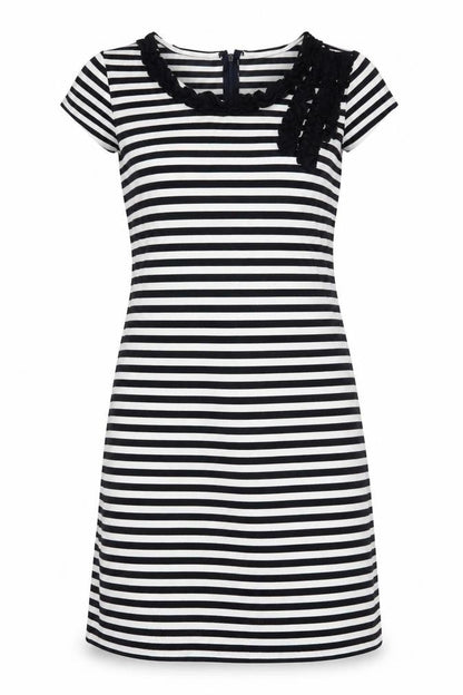 Marks & Spencer Womens Black Striped  A-Line  Size 8