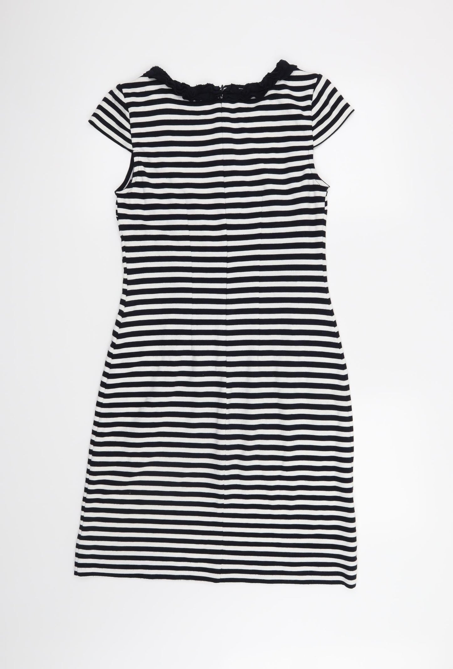 M&S Womens Black Striped  A-Line  Size 8