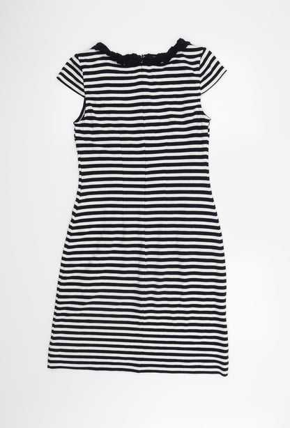 M&S Womens Black Striped  A-Line  Size 8