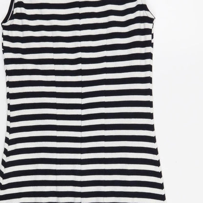 M&S Womens Black Striped  A-Line  Size 8