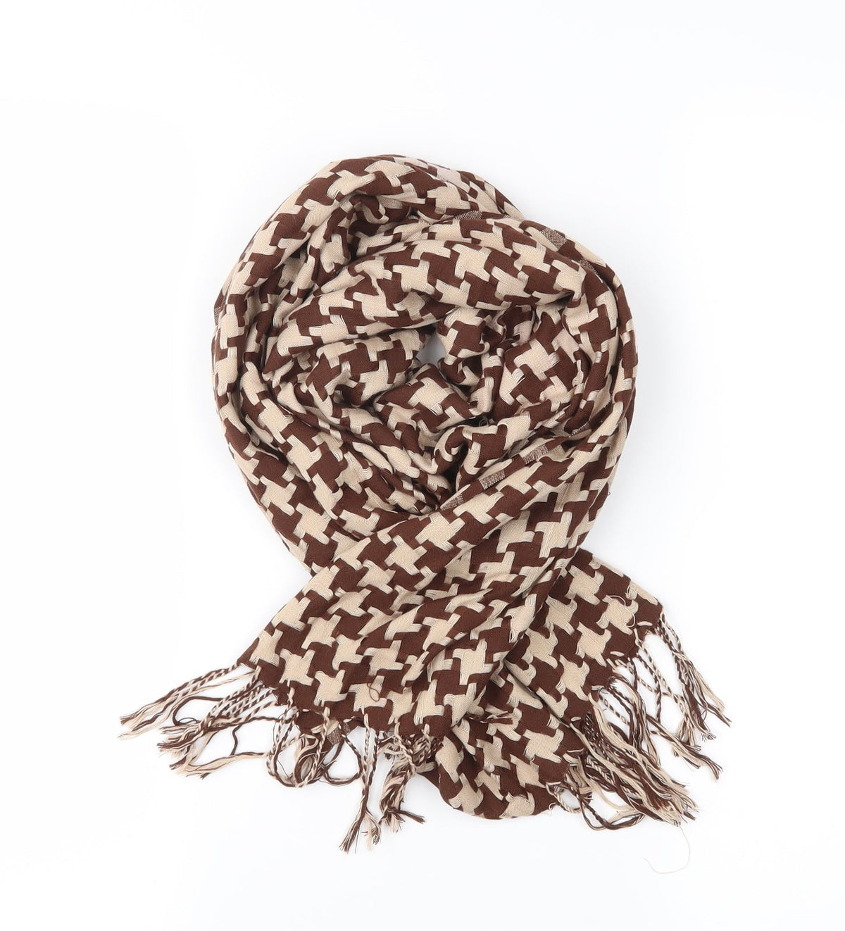 Front view of Preworn unisex brown scarf