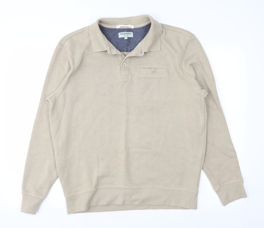Mens UK Size L greenwoods Beige  Button-Up Long Sleeve Casual Shirt