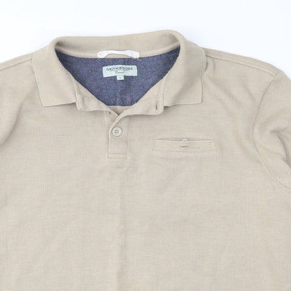 Mens UK Size L greenwoods Beige  Button-Up Long Sleeve Casual Shirt