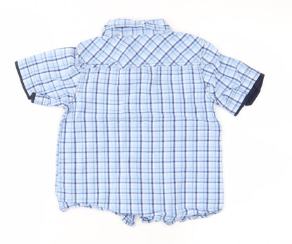 Preworn Boys Blue Plaid  Basic Button-Up Size 6 Years