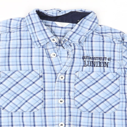 Preworn Boys Blue Plaid  Basic Button-Up Size 6 Years