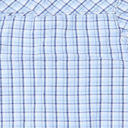Preworn Boys Blue Plaid  Basic Button-Up Size 6 Years