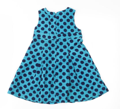John Lewis Girls Blue Polka Dot  A-Line  Size 3 Years