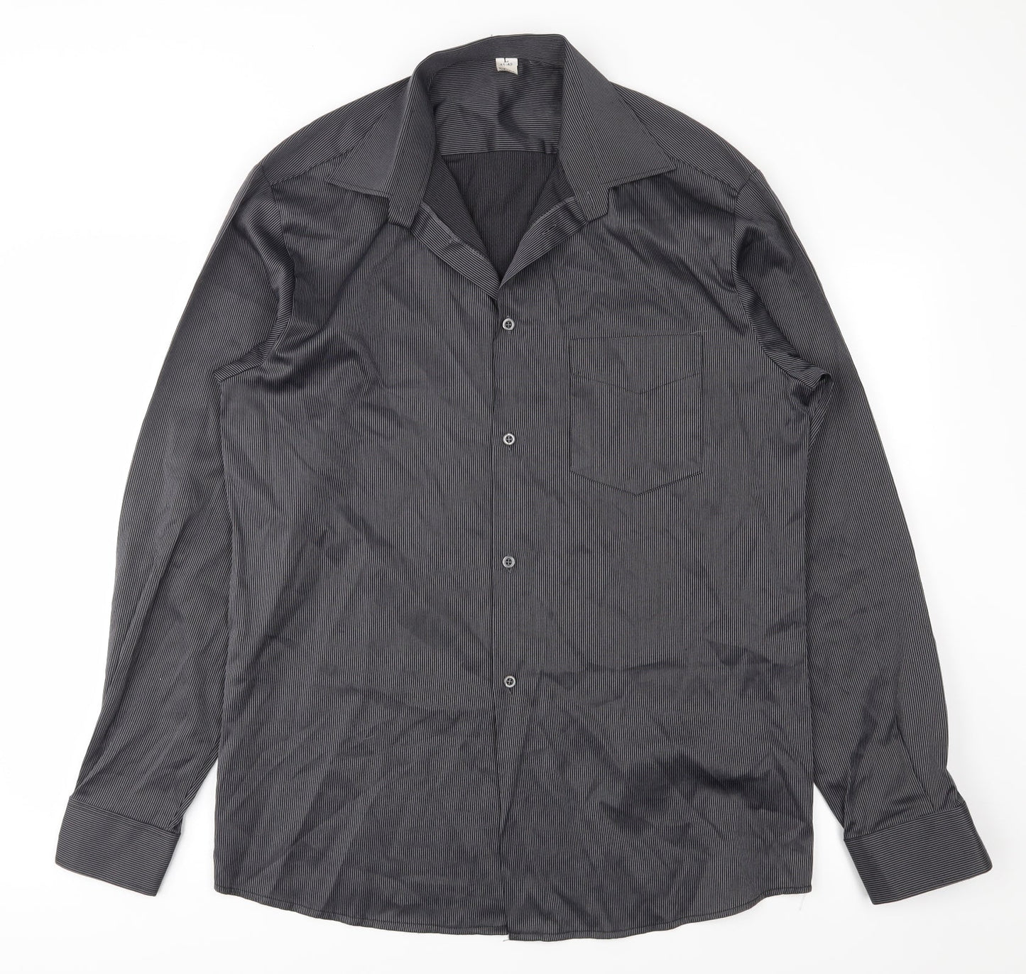 Mens UK Size L Preworn Black  Button-Up Long Sleeve Casual Shirt