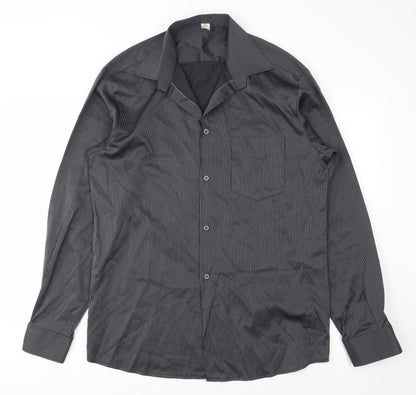 Mens UK Size L Preworn Black  Button-Up Long Sleeve Casual Shirt
