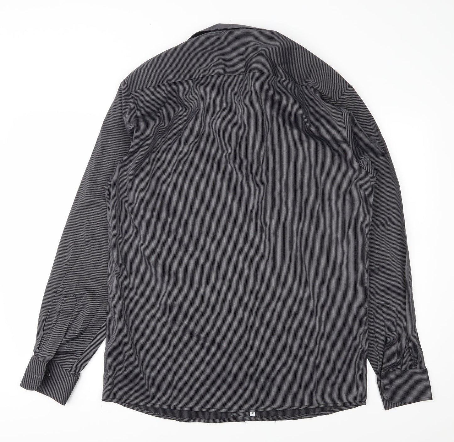 Mens UK Size L Preworn Black  Button-Up Long Sleeve Casual Shirt