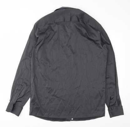 Mens UK Size L Preworn Black  Button-Up Long Sleeve Casual Shirt
