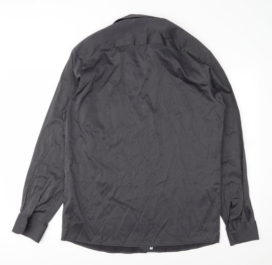 Mens UK Size L Preworn Black  Button-Up Long Sleeve Casual Shirt