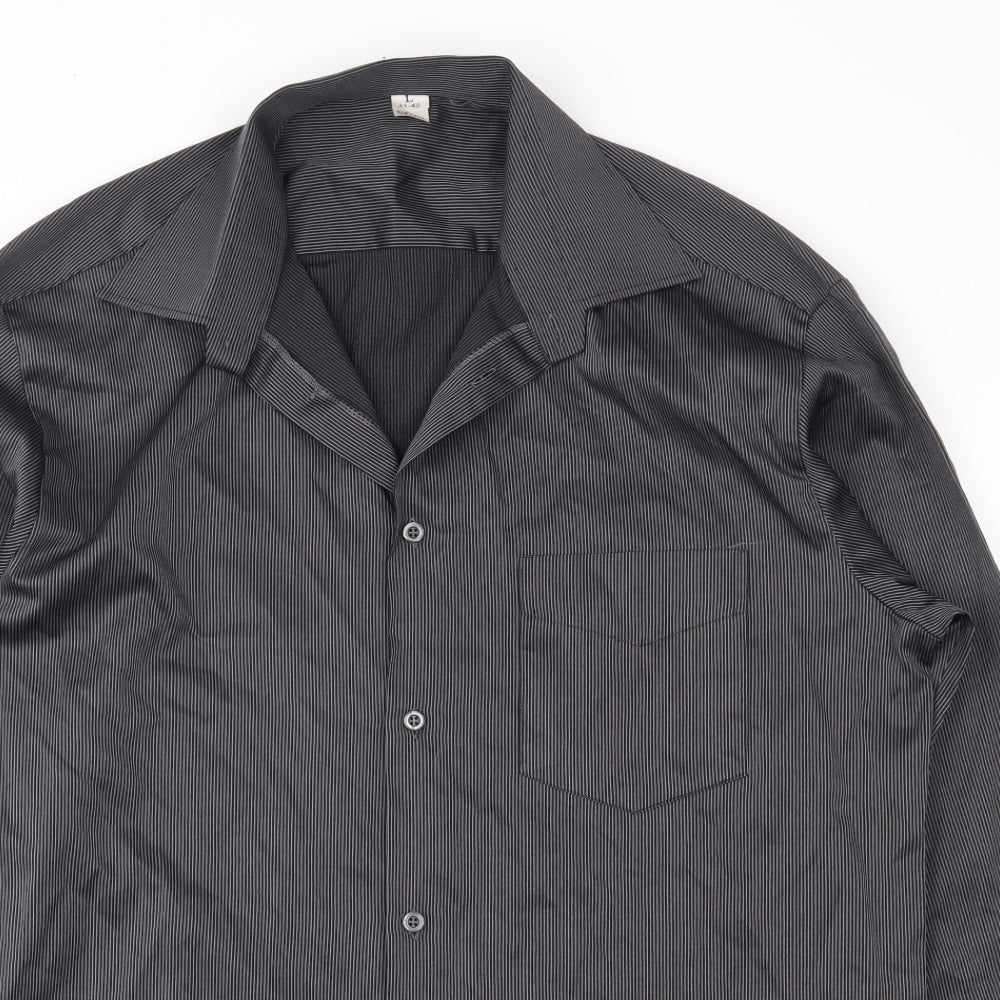 Mens UK Size L Preworn Black  Button-Up Long Sleeve Casual Shirt