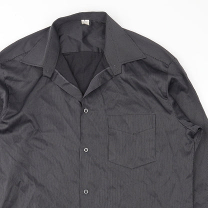 Mens UK Size L Preworn Black  Button-Up Long Sleeve Casual Shirt