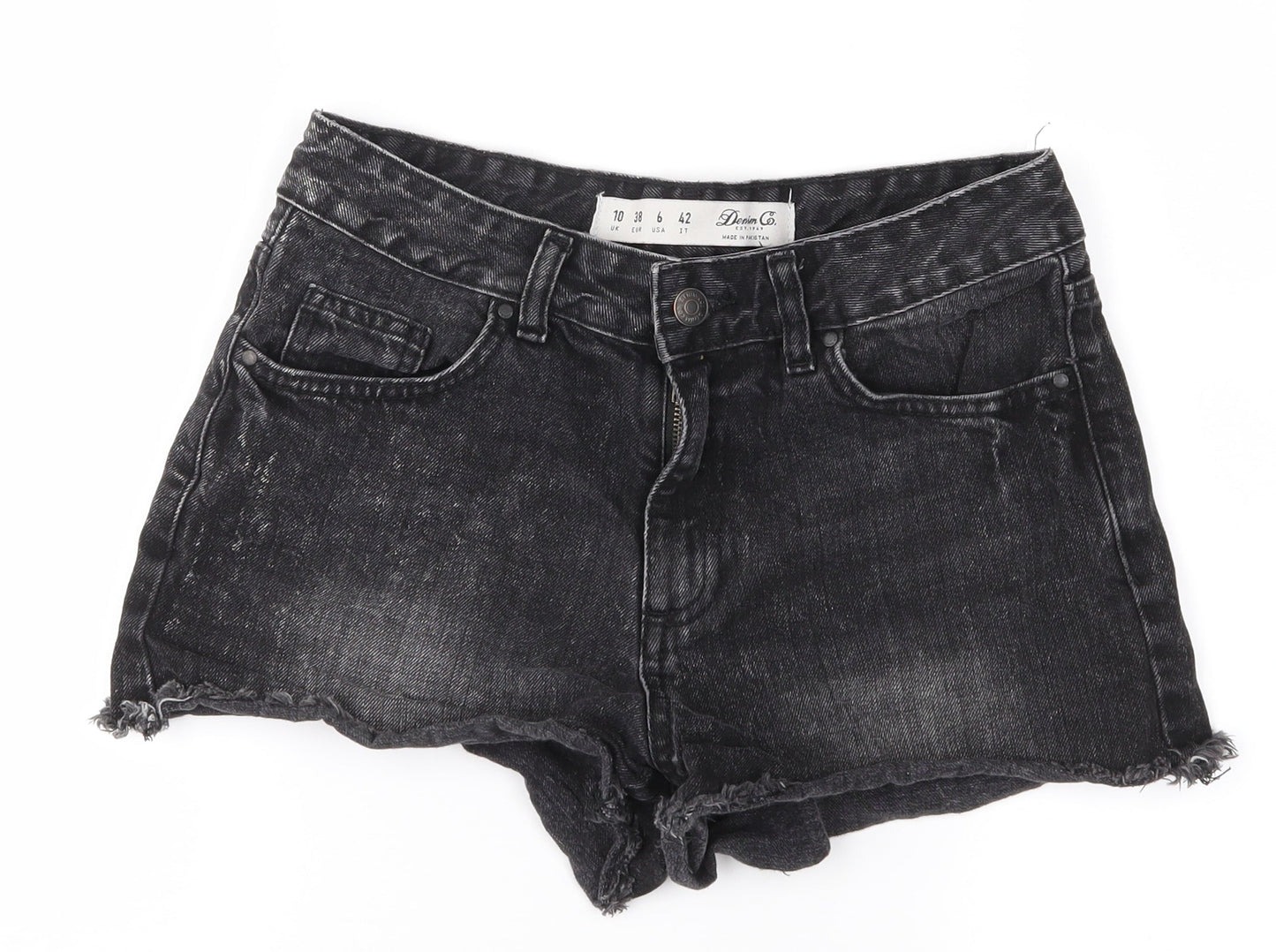 Denim & Co. Womens Black   Cut-Off Shorts Size 10