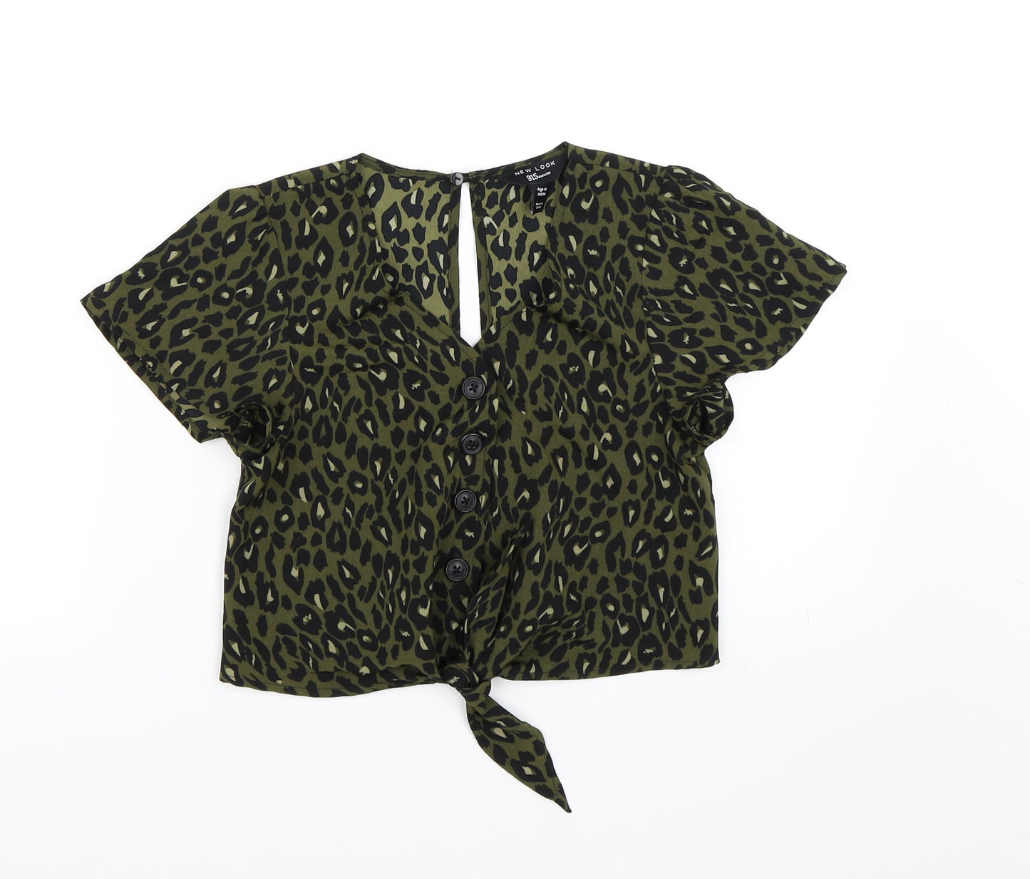 New Look Girls Green Animal Print  Basic Blouse Size 10 Years