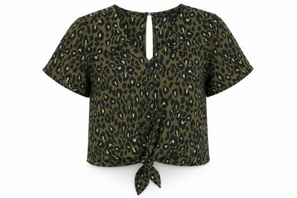 New Look Girls Green Animal Print  Basic Blouse Size 10 Years
