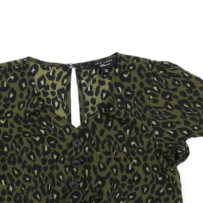 New Look Girls Green Animal Print  Basic Blouse Size 10 Years