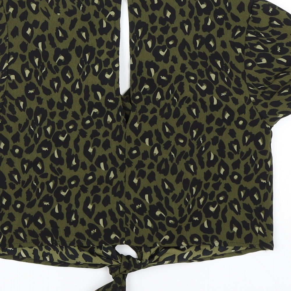 New Look Girls Green Animal Print  Basic Blouse Size 10 Years