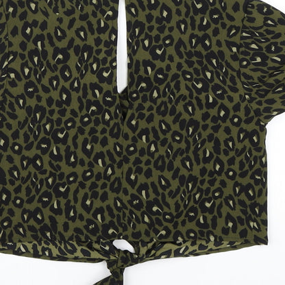 New Look Girls Green Animal Print  Basic Blouse Size 10 Years