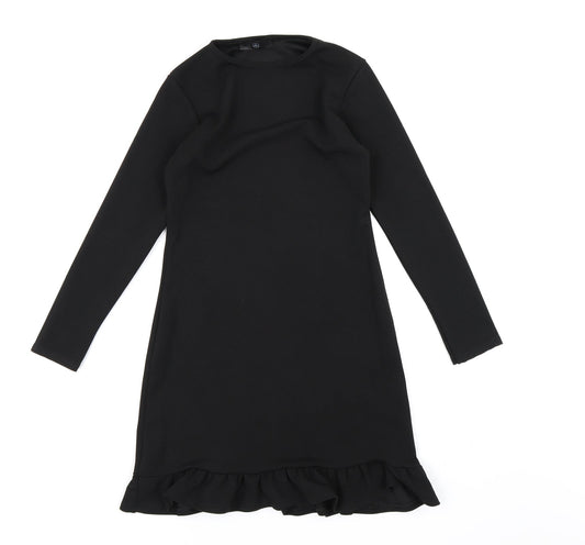 Missguided Womens Black  Rayon Bodycon  Size 8  - Frill hem