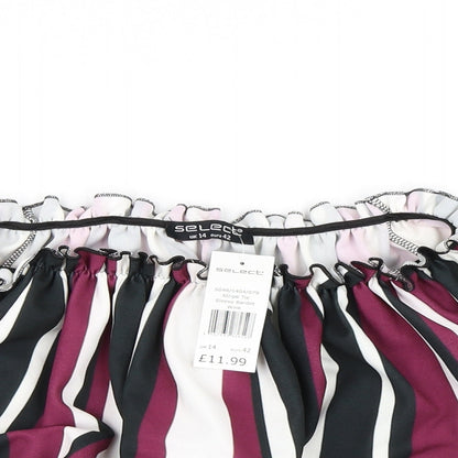 Select Womens Purple Striped  Cropped Blouse Size 14