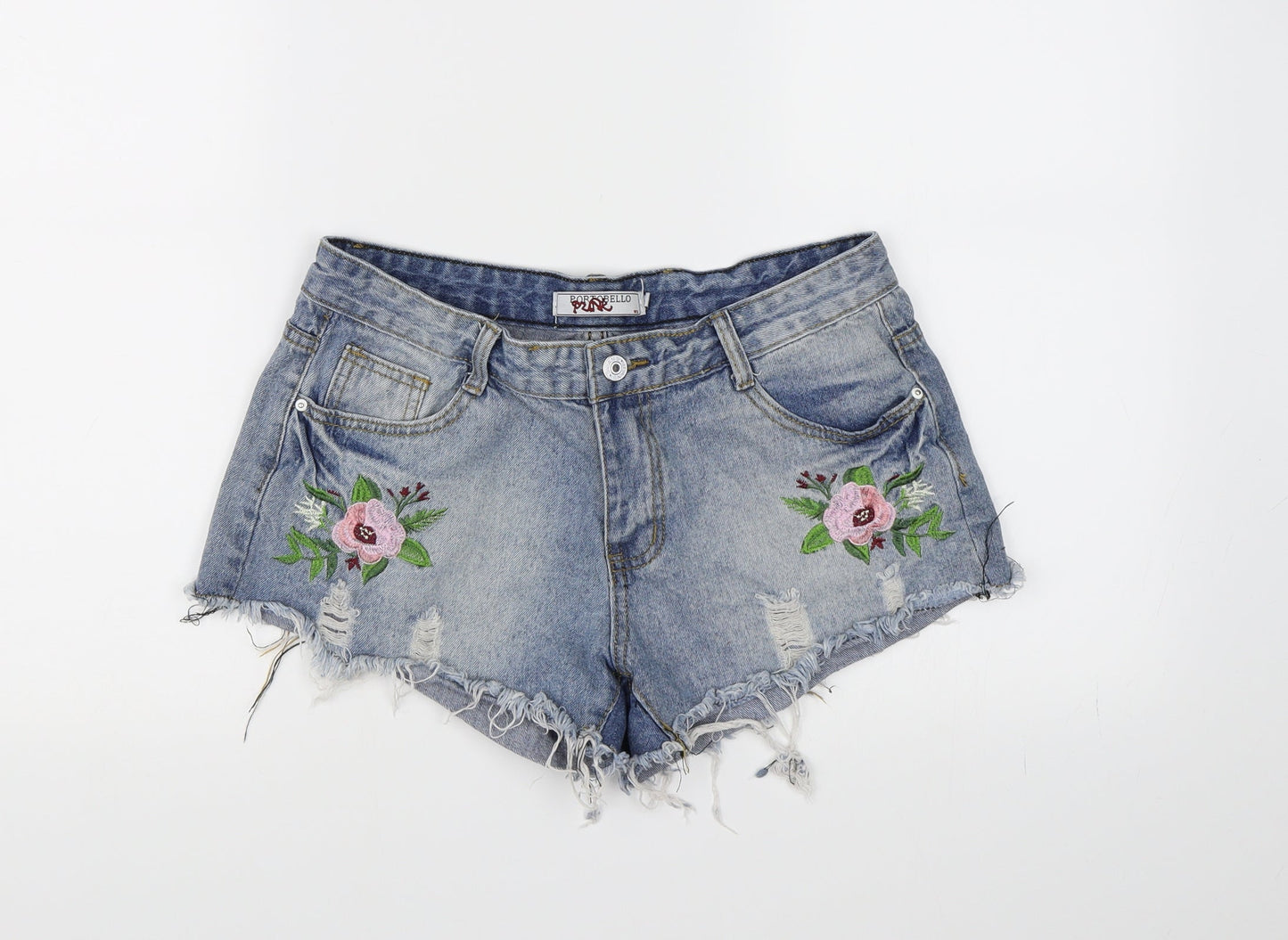 Portobello Womens Blue  Denim Hot Pants Shorts Size 10