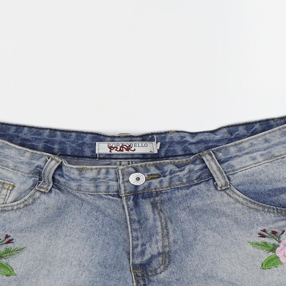 Portobello Womens Blue  Denim Hot Pants Shorts Size 10