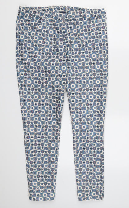 New Look Womens Blue Geometric Rayon Chino Trousers Size 12 L26 in