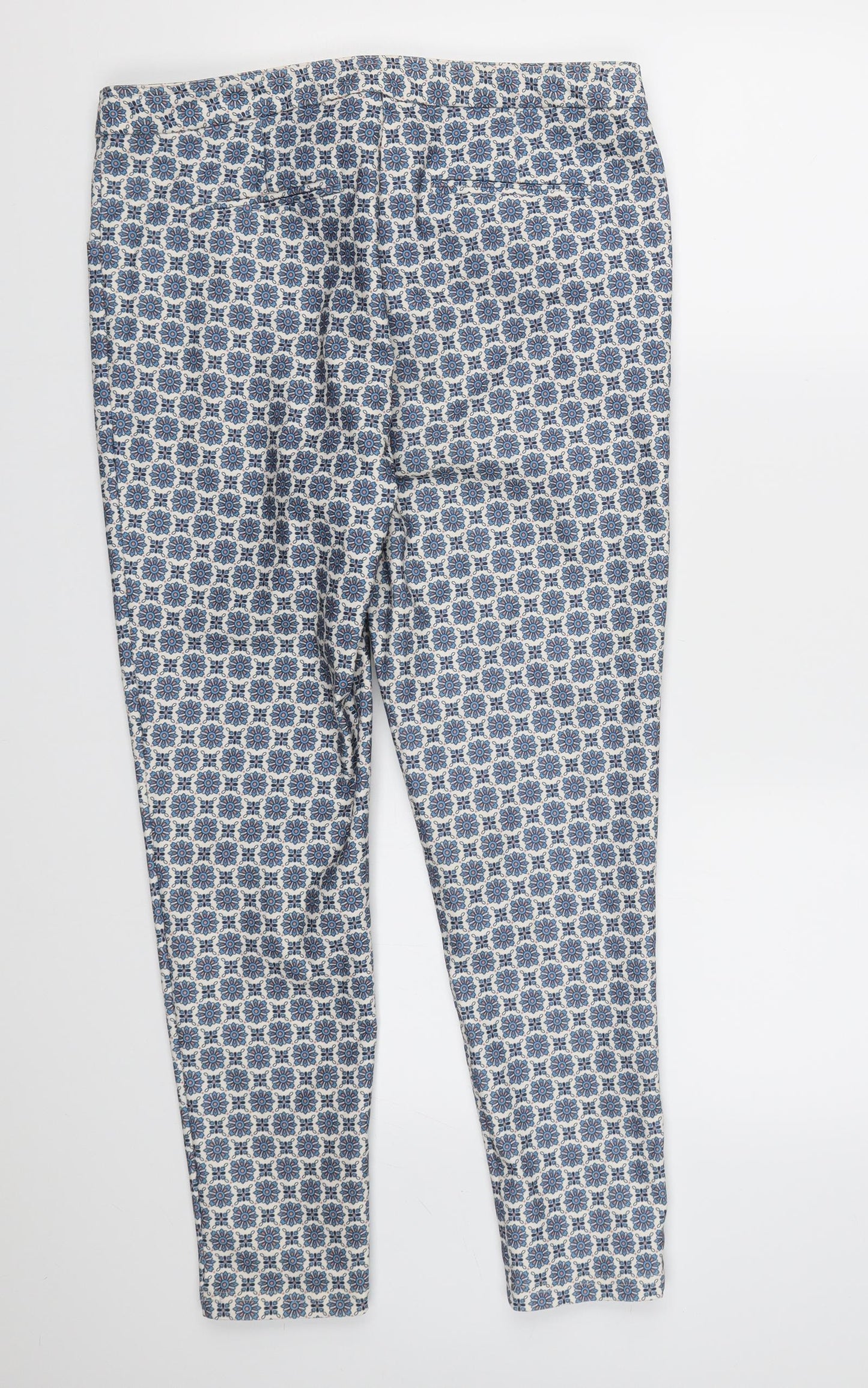 New Look Womens Blue Geometric Rayon Chino Trousers Size 12 L26 in