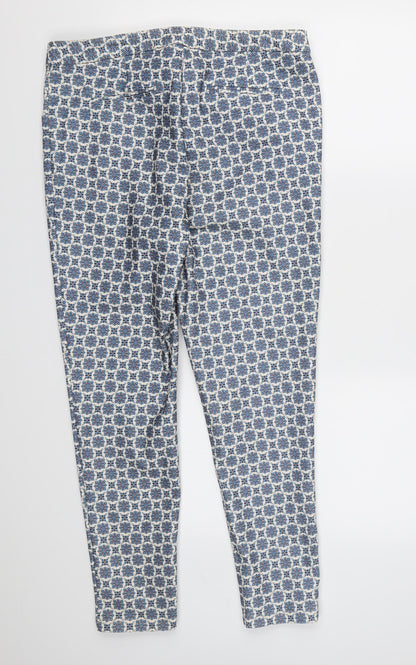 New Look Womens Blue Geometric Rayon Chino Trousers Size 12 L26 in
