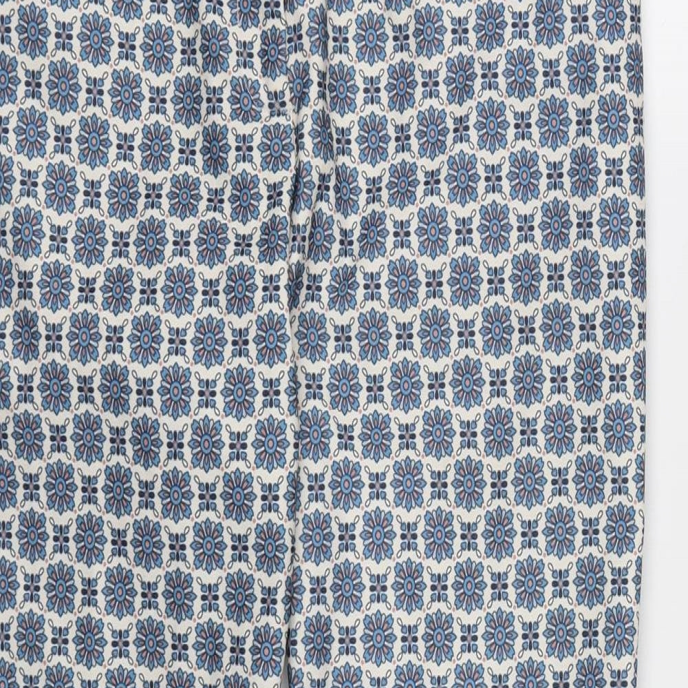 New Look Womens Blue Geometric Rayon Chino Trousers Size 12 L26 in