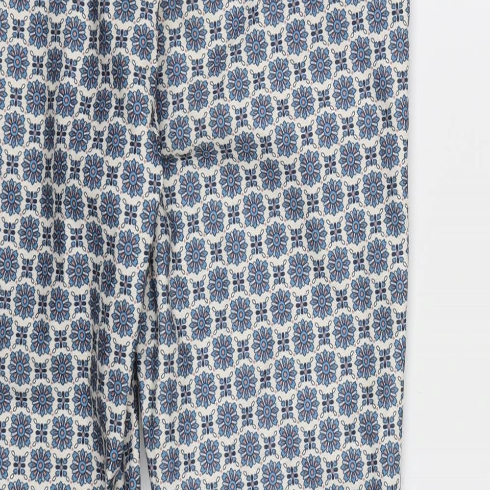 New Look Womens Blue Geometric Rayon Chino Trousers Size 12 L26 in
