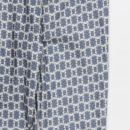 New Look Womens Blue Geometric Rayon Chino Trousers Size 12 L26 in