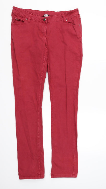 Dorothy Perkins Womens Red  Denim Skinny Jeans Size 8 L31 in