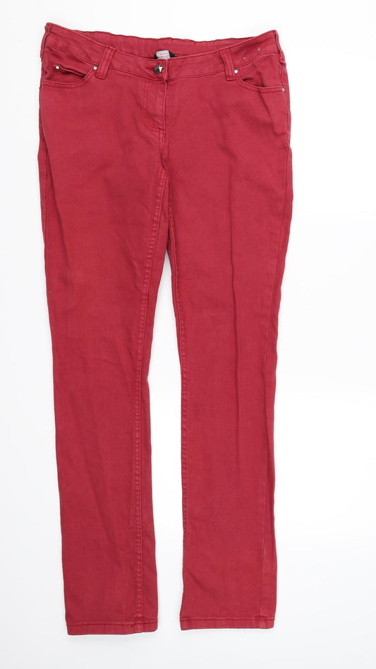 Dorothy Perkins Womens Red  Denim Skinny Jeans Size 8 L31 in