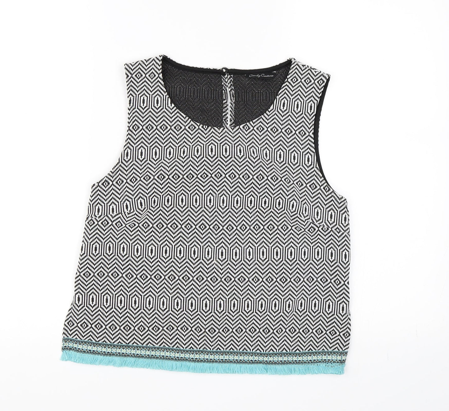 Candy Couture Girls Black Geometric  Cropped Tank Size 14 Years