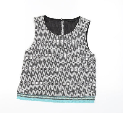 Candy Couture Girls Black Geometric  Cropped Tank Size 14 Years