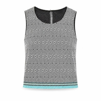 Candy Couture Girls Black Geometric  Cropped Tank Size 14 Years