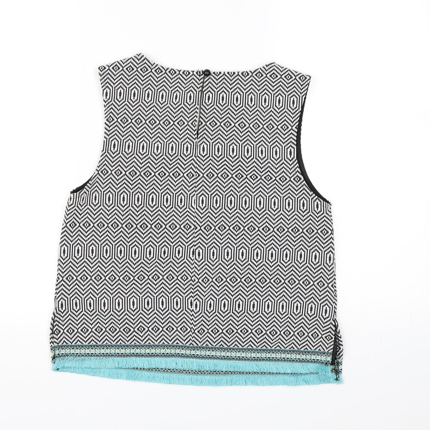 Candy Couture Girls Black Geometric  Cropped Tank Size 14 Years