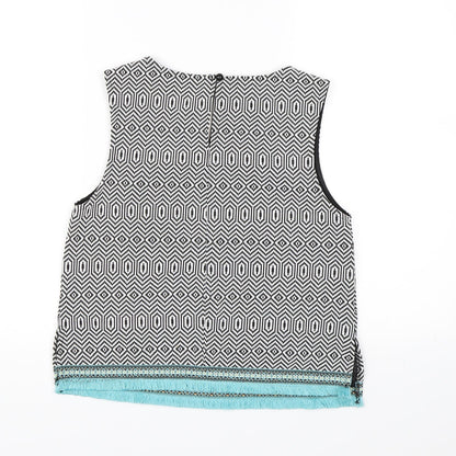 Candy Couture Girls Black Geometric  Cropped Tank Size 14 Years