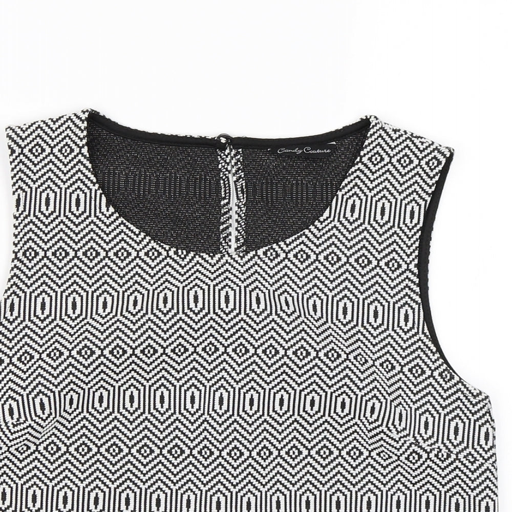 Candy Couture Girls Black Geometric  Cropped Tank Size 14 Years