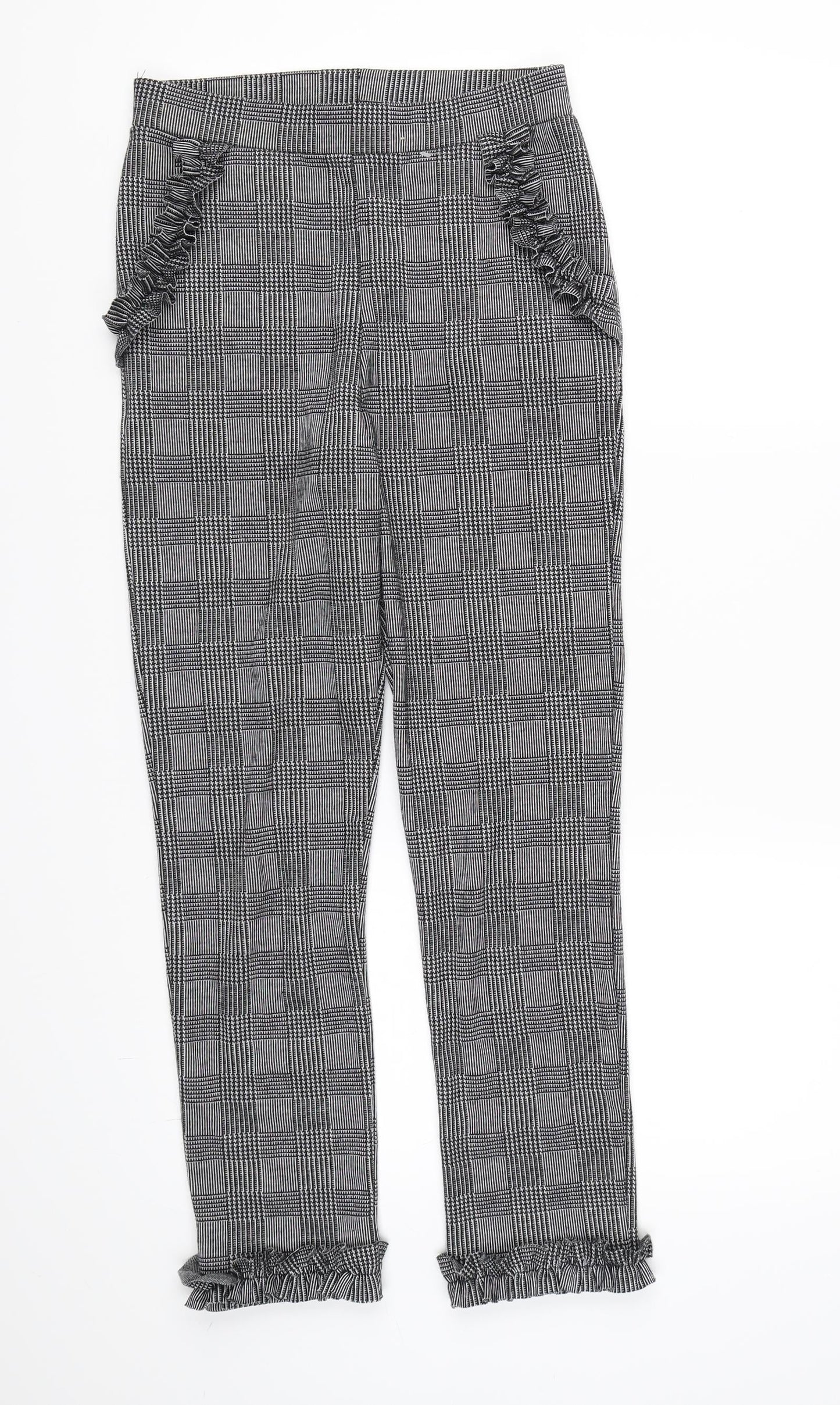 TU Womens Grey Check  Trousers  Size 8 L25 in